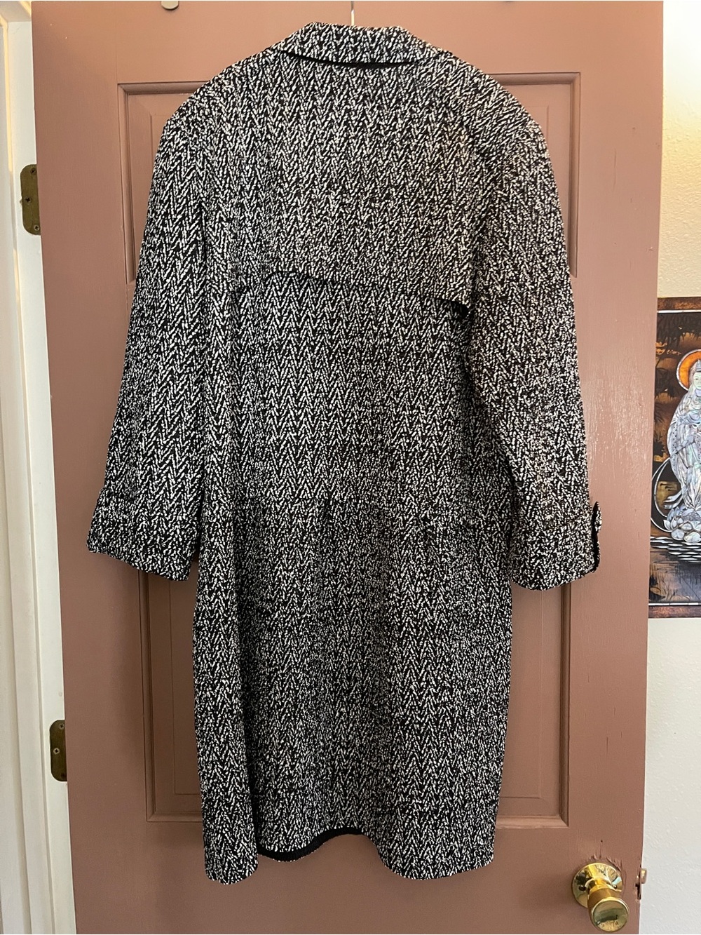 Chico’s Blazer Jacket Black White Waffle Weave Long Size 3 (16-18) - Picture 3 of 11